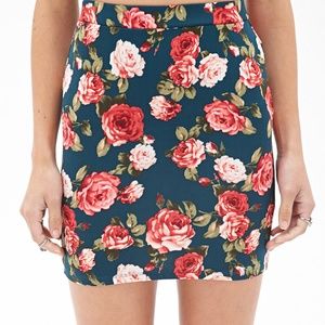 Forever 21 rose pattern skirt